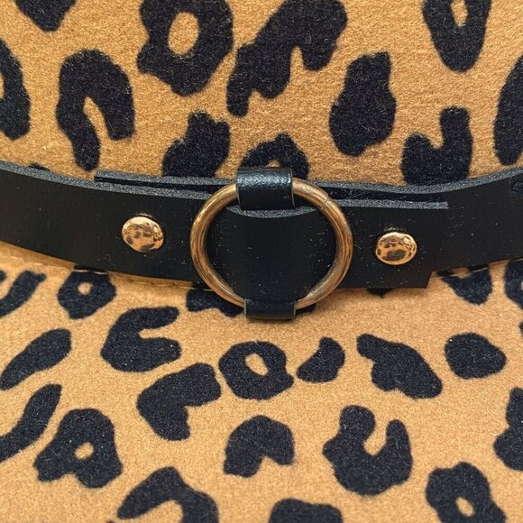 Womens Western Hat Leopard Print Felt One Size Adjustable Cowboy Casual Tan Brow - Picture 8 of 12